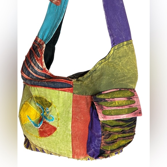 BOHO Crossbody Bag with Artistic Patchwork Design - Picture 2 of 8